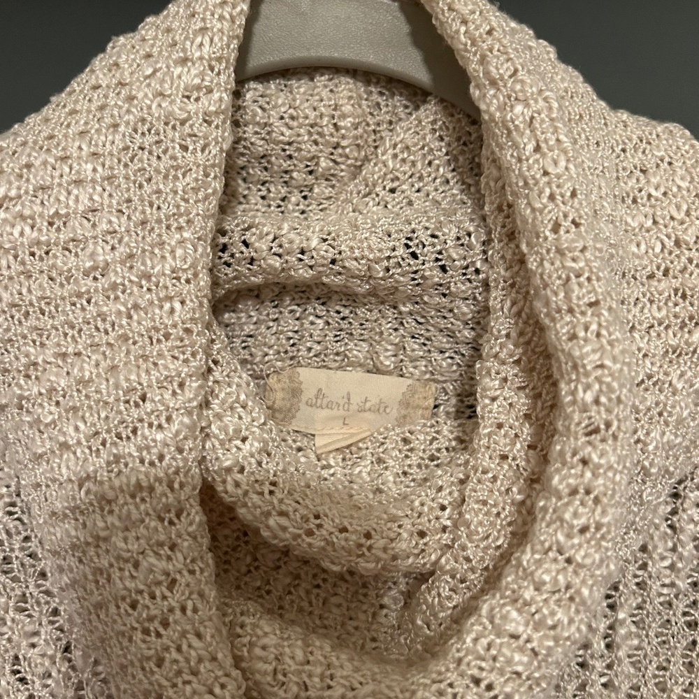 Altar'd State | Cowl Neck, Raw Seams Cream Sweater- Size L - Picture 2 of 7